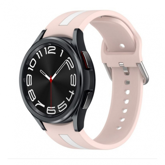 Obrázok pre Dvojfarebný silikónový remienok pre Samsung Galaxy Watch 6 Classic 47 mm, ružovo-biely