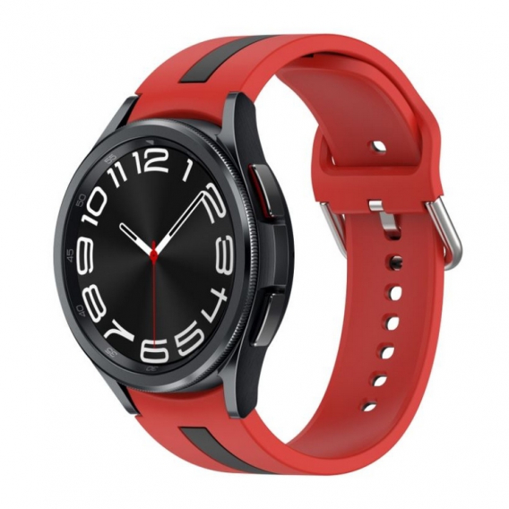 Obrázok pre Dvojfarebný silikónový remienok pre Samsung Galaxy Watch 6 Classic 47 mm, červeno-čierny