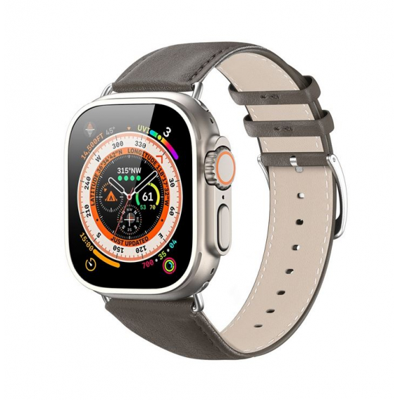 Obrázok pre DUX DUCIS YS - kožený remienok pre Apple Watch 5 44mm, sivý
