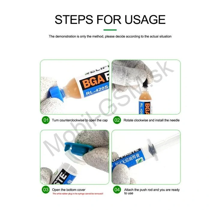 Bezolovnaté pájkovacie tavidlo Relife RL-420S-UV (BGA Flux Paste) – 10 ml