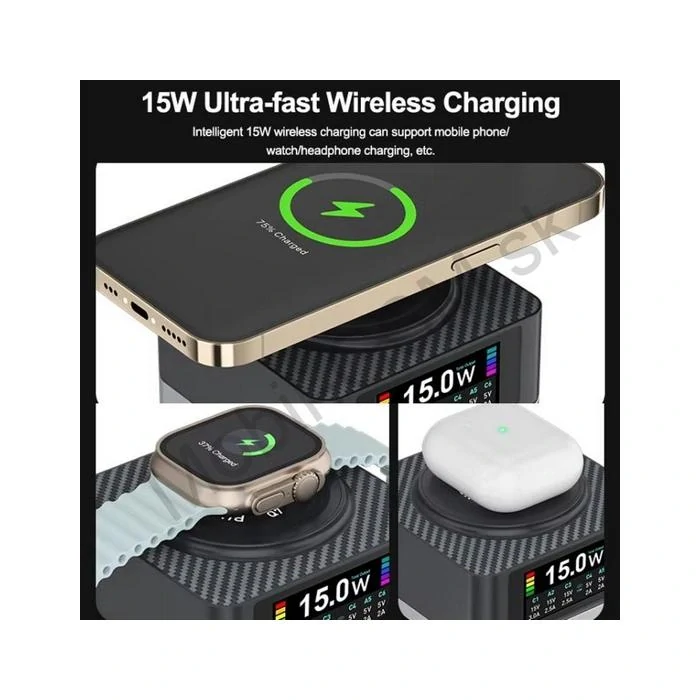 Relife RL-Q7 – Inteligentná 65W nabíjacia stanica s LCD displejom a Wireless nabíjaním