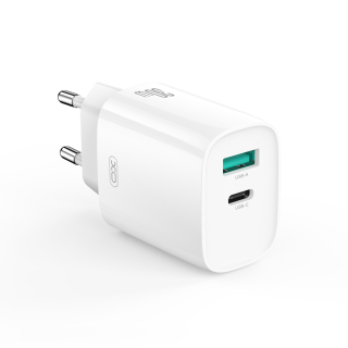 XO wall charger CE30 PD 30W 1x USB-C 1x USB white + cable USB-C - Lightning
