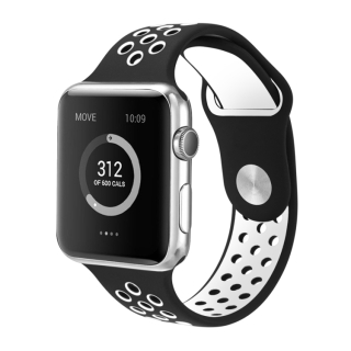 Športový silikónový remienok pre Apple Watch 41mm / 40mm / 38mm, čierno-biely