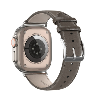 DUX DUCIS YS - kožený remienok pre Apple Watch 5 44mm, sivý