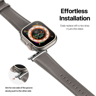 DUX DUCIS YS - kožený remienok pre Apple Watch SE (2023) 44mm, sivý