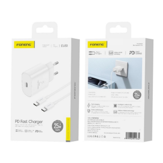 Sieťová nabíjačka Foneng EU51 GaN PD 25W 1xUSB-C s USB-C - USB-C káblom