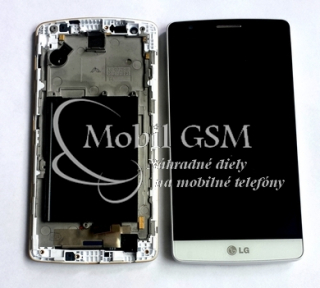 LCD displej LG G3s D722 - Dotykové sklo - Rám - Biely