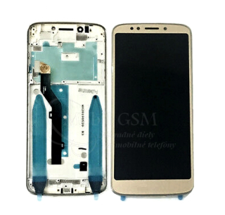 LCD Displej + Dotykové sklo Motorola Moto G6 Play + rám - zlatý